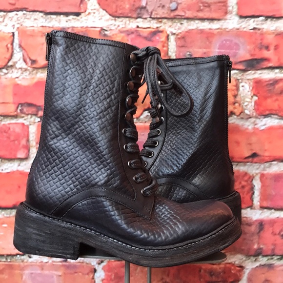 Free People Leather Santa Fe Lace-Up Boot in Black Embossed - Picture 6 of 17